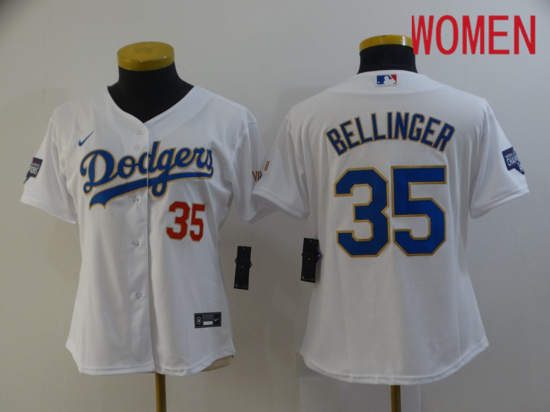 Women Los Angeles Dodgers #35 Bellinger White Game 2021 Nike MLB Jersey